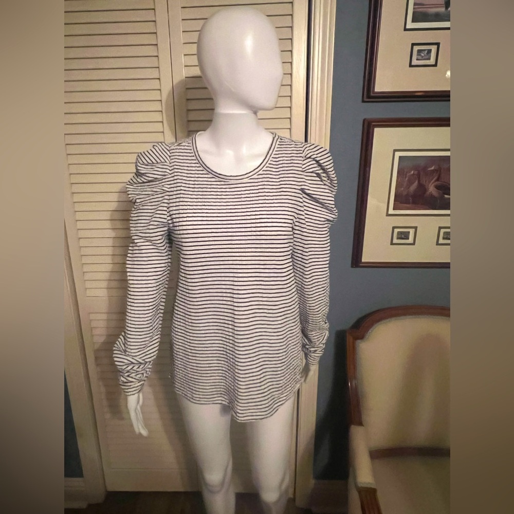 Loft long sleeve black and white stripped top Medium